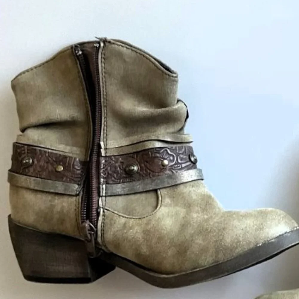 WESTERN POP JACKSON COWGIRL ANKLE BOOTS YOUTH 5M - Picture 8 of 11